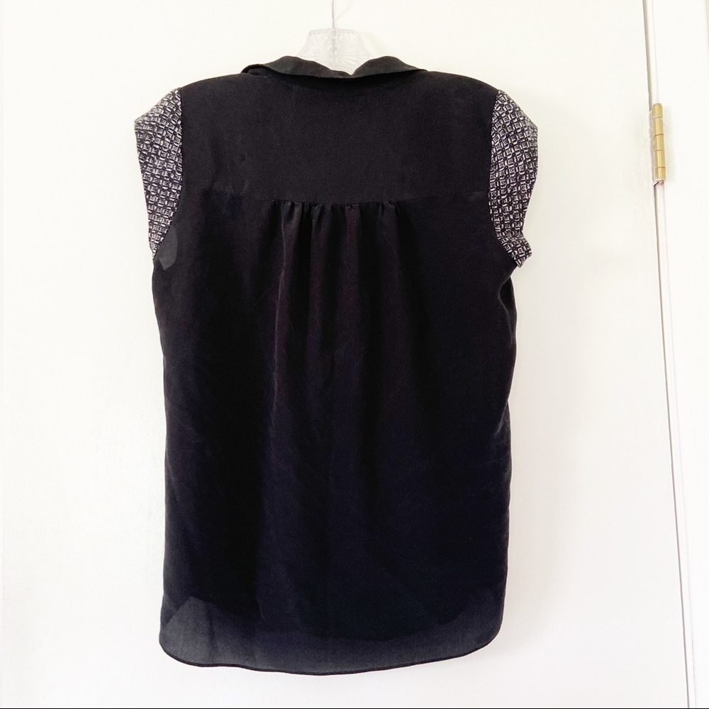 Rebecca Taylor 100% Silk Black Printed Blouse - Picture 5 of 5